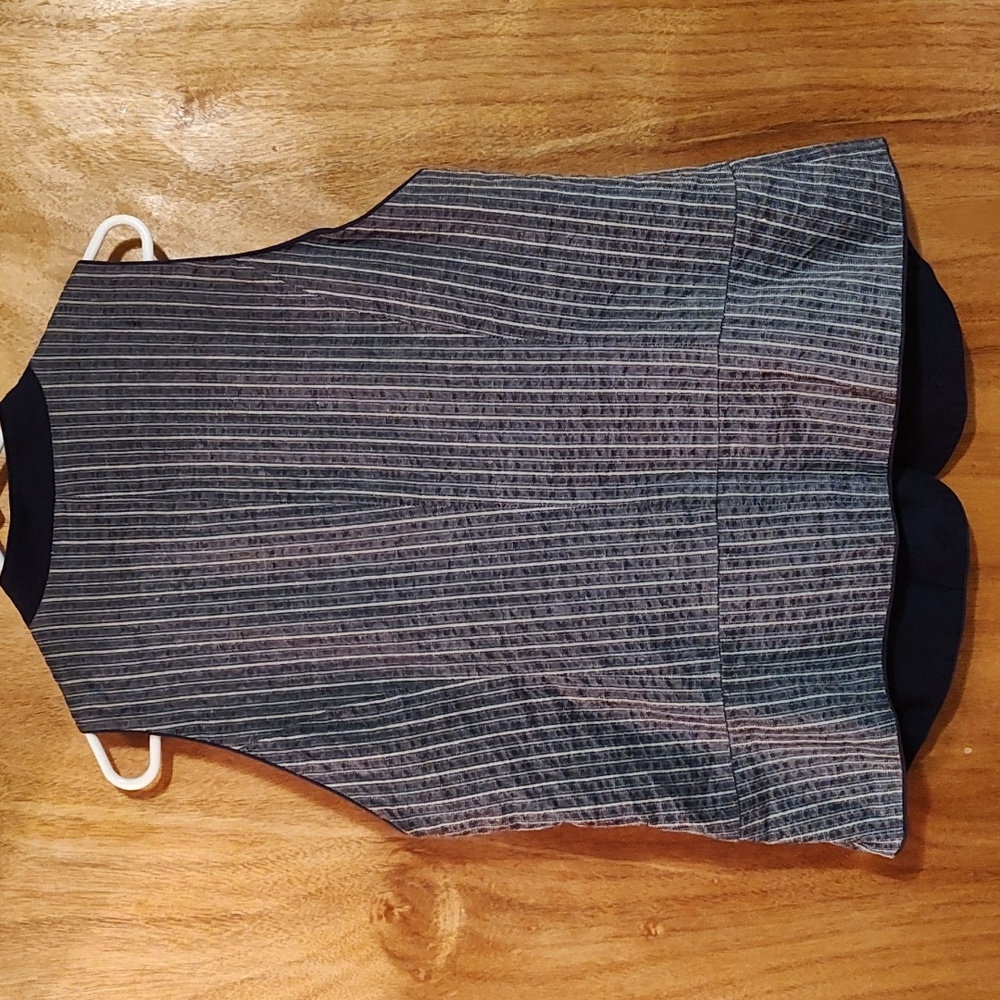 Coldwater Creek Womens Striped Vest Navy White Mandarin Collar Cotton Linen W18 - Picture 5 of 11